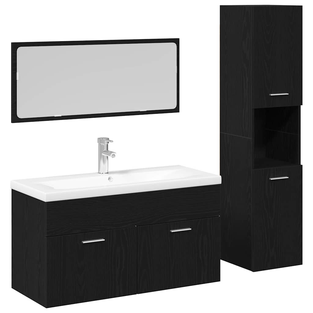 Bathroom Furniture Set 2 pcs Black Oak 90 x 38.5 x 46 cm